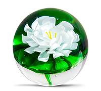 Fermacarte a forma di fiore di vetro per la scrivania. Fai un regalo alla persona che ami, alla decorazione del giardino. (bianco)