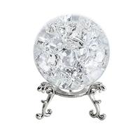 Fermacarte a sfera di cristallo rotto 60 mm, sfera di cristallo con supporto, decorazione per la casa Fengshui accessorio giardino roccioso ornamento