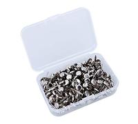 Fermacarte in Metallo Per Artigianato 200 Pezzi Borchie Rotonde 8 Mm Lunghezza 13 Mm Argento Con Scatola Portaoggetti Portatile