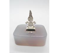 Fermacarte Vigili del Fuoco in Argento 925 su Agata Grigia - simbolo Pompieri