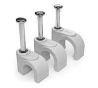 Fermacavi Bianchi Rotondi da 4mm, Confezione da 100 - per Un'Efficace Gestione Dei Cavi - Puntine per Cavi Elettrici/Ethernet a Parete, Fermagli a Chiodo per Cavi Telefonici E Televisivi