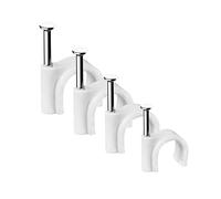 Fermacavi Muro, 400 Pezzi Fermacavo con Chiodo, Bianco Rotondi Graffette Clip per Cavi, Fascetta per cavi Fixpoint, 4 mm 6 mm 8 mm 10 mm