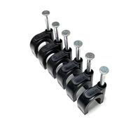 Fermacavi rotondi neri con fissaggio per chiodi, tipo K, confezione da 100 (10 mm)