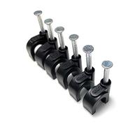 Fermacavi rotondi neri con fissaggio per chiodi, tipo K, confezione da 100 (8 mm)