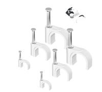 Fermacavo Con Chiodo Morsetti for cavi da 300 pezzi Clip for chiodi, clip parete Ethernet rotonde 4-10 mm Puntine for cavo coassiale for altoparlante(White 5mm 8mm 10mm)
