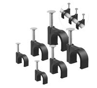 Fermacavo Con Chiodo Morsetti for cavi da 300 pezzi Clip for chiodi, clip parete Ethernet rotonde 4-10 mm Puntine for cavo coassiale for altoparlante(Black 5mm 8mm 10mm)