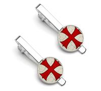 Fermacravatta a forma di croce cattolica di Gerusalemme, 1 per uomo, in argento, con fermacravatta rotondo anniversario, affari, laurea