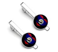 Fermacravatta a forma di cuore con bandiera del Belize per uomo, fermacravatta rotondo e set di gemelli per accessori di abbigliamento di lusso, 2 pezzi - A0B1