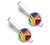 Fermacravatta a tema bandiera americana e bandiera della Guyana per uomo, fermacravatta rotondo e gemelli per accessori di abbigliamento di lusso, 2 pezzi e 1 e 2 e 3 pezzi e 1 e 2 e 4 pezzi e 1 e 2 e