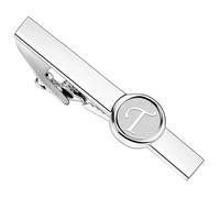 Fermacravatta argentato da uomo, stile classico, Gemelli & Fermacravatta Uomo con Iniziali Alfabeto Lettera A-Z Gemelli Fermacravatta personalizzato in acciaio inox Regalo per Sposi, Marito, Padre, T