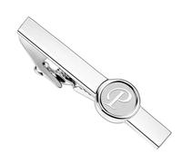 Fermacravatta argentato da uomo, stile classico, Gemelli & Fermacravatta Uomo con Iniziali Alfabeto Lettera A-Z Gemelli Fermacravatta personalizzato in acciaio inox Regalo per Sposi, Marito, Padre, P