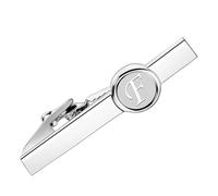 Fermacravatta argentato da uomo, stile classico, Gemelli & Fermacravatta Uomo con Iniziali Alfabeto Lettera A-Z Gemelli Fermacravatta personalizzato in acciaio inox Regalo per Sposi, Marito, Padre, F