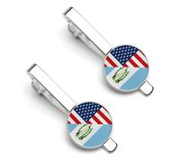 Fermacravatta con bandiera americana del Guatemala per uomo, fermacravatta rotondo e gemelli, set per accessori di abbigliamento di lusso, 2 pezzi - O7DS