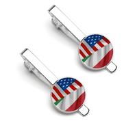 Fermacravatta con bandiera americana e bandiera italiana per uomo, fermacravatta rotondo e gemelli, set per accessori di abbigliamento di lusso, 2 pezzi, 1 pezzo e 4 pezzi