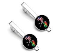 Fermacravatta con bandiera americana e del Burkina Faso per uomo, fermacravatta rotondo e gemelli, set per accessori di abbigliamento di lusso, 2 pezzi - A0B1-1