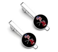 Fermacravatta con bandiera americana e delle Bermuda per uomo, fermacravatta rotondo e gemelli, set per accessori di abbigliamento di lusso, 2 pezzi - A0B1-1