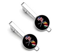 Fermacravatta con bandiera americana e delle Seychelles per uomo, fermacravatta rotondo e gemelli, set per accessori di abbigliamento di lusso, 2 pezzi - A0B1