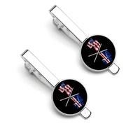 Fermacravatta con bandiera americana e di Capo Verde per uomo, fermacravatta rotondo e gemelli, set per accessori di abbigliamento di lusso, 2 pezzi - A0B1-1