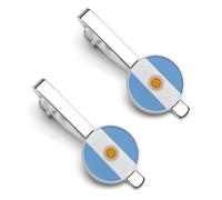 Fermacravatta con bandiera argentina e americana per uomo, fermacravatta rotondo e gemelli, set per accessori di abbigliamento di lusso, 2 pezzi -*DSA5&-1-1-1