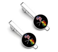 Fermacravatta con bandiera boliviana dell'America e della Bolivia per uomo, fermacravatta rotondo e gemelli per accessori di abbigliamento di lusso, 2 pezzi - A0B1-1