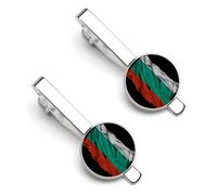 Fermacravatta con bandiera bulgara strappata e rotta per uomo, fermacravatta rotondo e gemelli per accessori di abbigliamento di lusso, 2 pezzi-O7DS-1