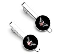 Fermacravatta con bandiera degli Stati Uniti con clip calve Ea-gles da uomo, confezione da 2 clip di chiusura, regalo per anniversario di lavoro, 5.5x2.2cm, PU