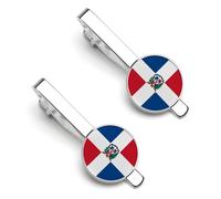 Fermacravatta con bandiera della Repubblica Dominicana per uomo, fermacravatta rotondo e gemelli per accessori di abbigliamento di lusso, 2 pezzi -*DSA5&-1-1-1