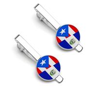 Fermacravatta con bandiera di Porto Rico e El Salvador per uomo, fermacravatta rotondo e gemelli, set di 2 pezzi per accessori di abbigliamento di lusso e-A0B1