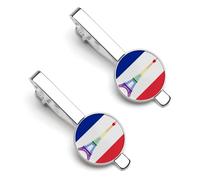 Fermacravatta con bandiera gay della Francia, da uomo, classico, confezione da 2 clip di chiusura, regalo per anniversario di lavoro, 5.5x2.2cm, PU