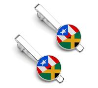 Fermacravatta con bandiera Porto Rico e Giamaica per uomo, fermacravatta rotondo e gemelli, set per accessori di abbigliamento di lusso, 2 pezzi - A0B1