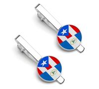 Fermacravatta con bandiera Porto Rico e Nicaragua per uomo, fermacravatta rotondo e gemelli, set da 2 pezzi per accessori di abbigliamento di lusso&-A0B1