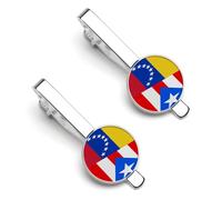 Fermacravatta con bandiera Porto Rico per uomo, fermacravatta rotondo e gemelli, set per accessori di abbigliamento di lusso, 2 pezzi - A0B1