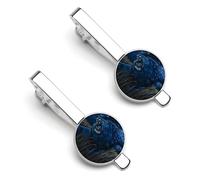 Fermacravatta con leone sotto le stelle, set da 2 pezzi, accessori da uomo adatti per matrimoni, anniversari e affari.
