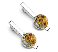 Fermacravatta con motivo girasole, set di fermacravatta personalizzati, per uomini, design alla moda, per matrimoni, anniversari, affari