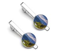 Fermacravatta con paesaggi della Slovenia, set di fermacravatta personalizzati per uomini, design alla moda, fermacravatta per anniversario di matrimonio e lavoro