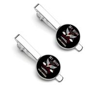 Fermacravatta con scritta "My Hero Is Now My Angel Head & Neck Awareness" per uomo, fermacravatta rotondo e gemelli, set per accessori di abbigliamento di lusso, 2 pezzi - O7DS