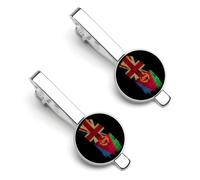 Fermacravatta con tema bandiera americana dell'Eritrea per uomo, fermacravatta rotondo e gemelli, set per accessori di abbigliamento di lusso, 2 pezzi e 1 pezzo