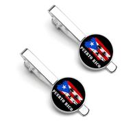 Fermacravatta con tema bandiera Porto Rico Puerto Frog per uomo, fermacravatta rotondo e gemelli per accessori di abbigliamento di lusso, 2 pezzi e 10 pezzi