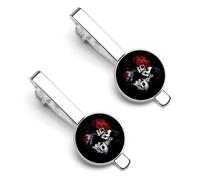 Fermacravatta con teschio che bacia gli innamorati per San Valentino, set da 2 pezzi, accessori moda adatti per matrimoni, anniversari e regali aziendali.