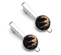 Fermacravatta con ululante al chiaro di luna, set da 2 pezzi, accessori da uomo adatti per matrimoni, anniversari e affari.