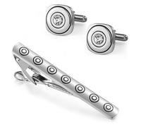 Fermacravatta Creative Tie Clip Cufflink Set Silver Diamond Sleeve Nails Circle Collar Clip Men's Personality Accessories