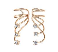 Fermacravatta Curva A Spirale Tripla Con Zirconi Cubici Per Orecchio Cartilagineo Per Donne Adolescenti In Argento Sterling Placcato Oro Rosa .925