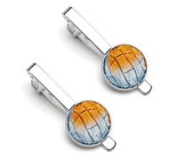 Fermacravatta da uomo a forma di pallavolo in acqua e fuoco, classico, confezione da 2 pezzi, regalo per anniversario di lavoro, 5.5x2.2cm, PU