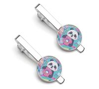 Fermacravatta da uomo a forma di panda colorato arcobaleno per cravatta, fermacravatta per regali di nozze aziendali, 5,5 x 2,2 cm, 5.5x2.2cm, lega metall, Nessuna pietra preziosa