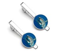 Fermacravatta da uomo a forma di squalo selvatico, classico, confezione da 2 pezzi, regalo per anniversario e lavoro, 5.5x2.2cm, PU