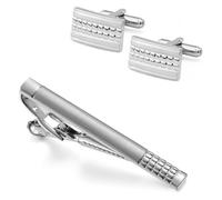 Fermacravatta da uomo Business Tie Clip Gemelli Set Argento Collare Clip Francese Gemelli Manica Unghie, Misura unica, Metallo
