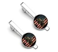 Fermacravatta da uomo con bandiera americana, trattore nato per essere contadino, fermacravatta rotondo e gemelli, set da 2 pezzi per accessori di abbigliamento di lusso