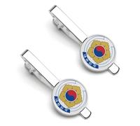 Fermacravatta da uomo con emblema della Corea del Sud, spilla per cravatta, accessorio per abito formale da lavoro, confezione da 2