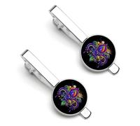 Fermacravatta da uomo con motivo Fleur De Lis Mardi Grass Tie Dye, fermacravatta per regali di nozze aziendali, 5,5 x 2,2 cm, 5.5x2.2cm, lega metall, Nessuna pietra preziosa