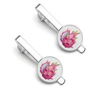 Fermacravatta da uomo con motivo frutto del drago e pitaya, spilla per cravatta, accessorio per abito formale da lavoro, confezione da 2